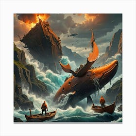 Wale In The Fjord Canvas Print