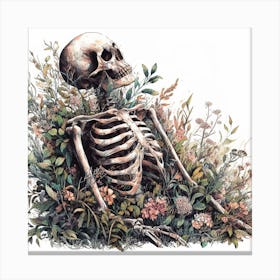 Skeleton In The Grass 1 Canvas Print