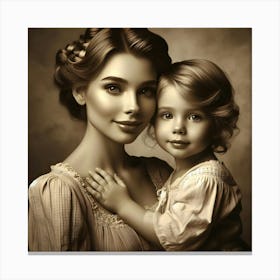 Portrait Of Mother And Daughter Happy Mother's Day Canvas Print
