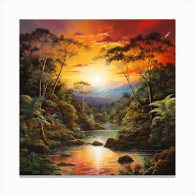 Sunset Deep In The Rainforest Canvas Print