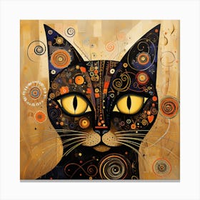 Black Cat Canvas Art Collection Inspired By Klimt Canvas Print