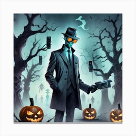 A Private Elegantly Dressed Halloween Detective Canvas Print
