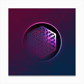 Geometric Neon Glyph on Jewel Tone Triangle Pattern 465 Canvas Print