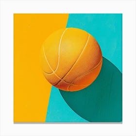 Basketball On A Blue And Yellow Background Canvas Print