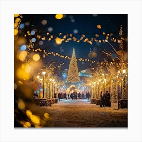 A Night Scene Lit With Magical Sparkling Decorations And Luxurious Shimmering Lights Glowing In A 2 1 Canvas Print