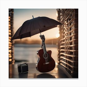 Guitar With Umbrella 8 Canvas Print