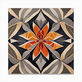 Firefly Beautiful Modern Detailed Floral Indian Mosaic Mandala Pattern In Neutral Gray, Charcoal, Si (4) Canvas Print