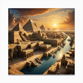 Egyptian Pyramids At Sunset 1 Canvas Print