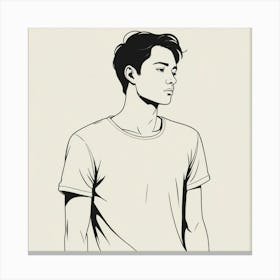 A Minimalist Monochrome Illustration Of A guy Canvas Print