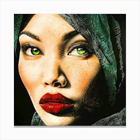 Green Eyed Lady - Ruby Lips Canvas Print