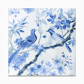 Blue Birds On A Branch Canvas Print