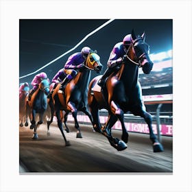 Horse Race At Night Canvas Print