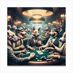 Canine Capers at the Card Club 1 Canvas Print