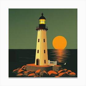 Lighthouse At Sunset 2 Canvas Print