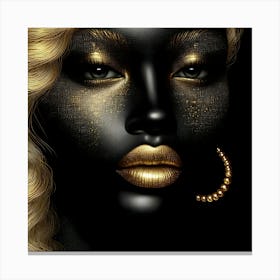 Black Woman With Gold Makeup 5 Canvas Print