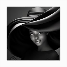 Black Woman In A Hat 9 Canvas Print