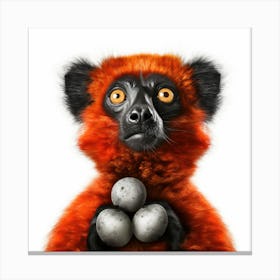 Lemur With Eggs Canvas Print