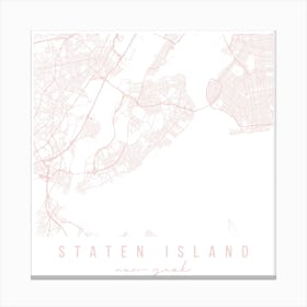 Staten Island New York Light Pink Minimal Street Map Square Canvas Print