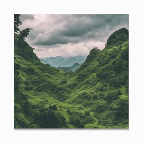 Green Mountains And Clouds Canvas Print