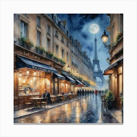 Parisian Café Culture Café Bistro Scenery Canvas Print