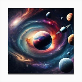 Space Galaxy With Planets Canvas Print