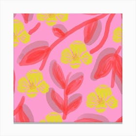 Pink And Yellow Flowers Canvas Print