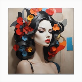 Portrait Of A Woman With Flowers Canvas Print