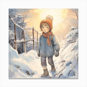 Boy In The Snow Canvas Print