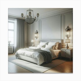 Bedroom With A Chandelier Canvas Print