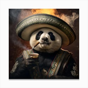 Panda Bear Smoking A Cigar Canvas Print