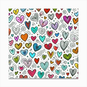 Doodle Hearts Canvas Print