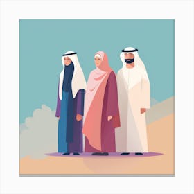 Muslim Family In The Desert Canvas Print