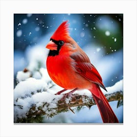 Firefly Vibrant Cardinal In Serene Snowy Winter Day 30195 (2) Canvas Print