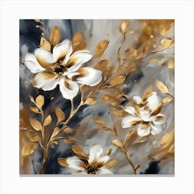 Gold And White Flowers 3 Canvas Print
