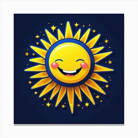 Lovely smiling sun on a blue gradient background 135 Canvas Print