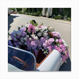 Wedding Car With Flowers Canvas Print