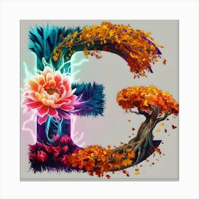 Letter E With Flowers 1 Canvas Print