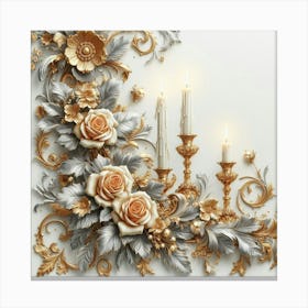 Candles in flowers Canvas Print