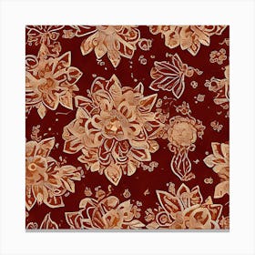 Burgundy Floral Pattern Canvas Print