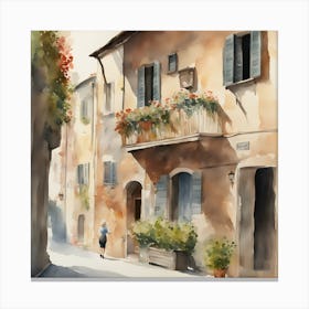 Tuscany Watercolor Painting Canvas Print