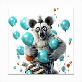 Lemur With Balloons 2 Canvas Print