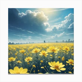 Field Of Yellow Flowers 29 Canvas Print