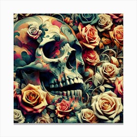 Skull And Roses 40's Canvas Print