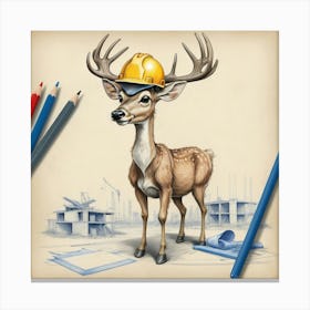 Deer With Hard Hat 1 Canvas Print