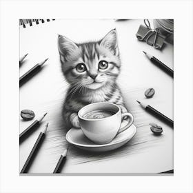 Pencil Drawing Of A Kitten Canvas Print