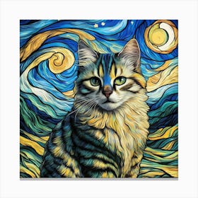 Starry Night Cat Canvas Print