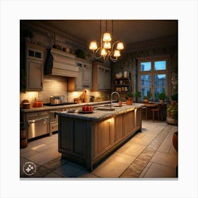 Kitchen At Night Canvas Print