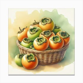 Watercolor's Basket Full Of Persimmons 2 Toile