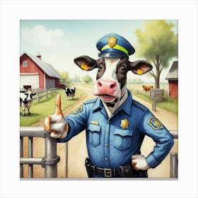 Police Officer Cow 1 Canvas Print