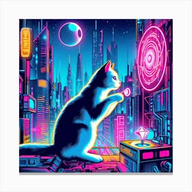 Neon Cat Canvas Print